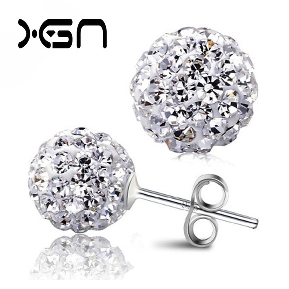 925 silver diamonds earrings, stamped - Picture 4 of 6